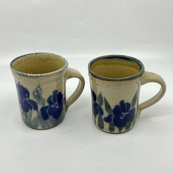 Monroe Salt Works Pottery Mugs Iris Handmade Art Studio Pottery Coffee Cup Lot - Picture 13 of 13